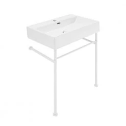 Swiss Madison Claire 24 in. Ceramic Console Sink Basin and Legs Combo in Glossy White Basin with Matte White Legs -Bathroom Sinks Sales glossy white swiss madison console sinks sm cs741 c3 1000