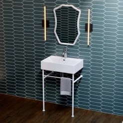 Swiss Madison Claire 24 in. Ceramic Console Sink Basin and Legs Combo in Glossy White Basin with Matte White Legs -Bathroom Sinks Sales glossy white swiss madison console sinks sm cs741 fa 1000