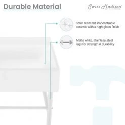 Swiss Madison Claire 30 in. Ceramic Console Sink Basin and Leg Combo in Glossy White Basin with Matte White Legs -Bathroom Sinks Sales glossy white swiss madison console sinks sm cs742 66 1000