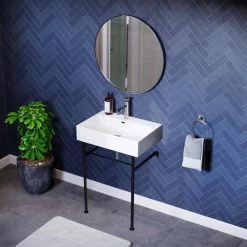 Swiss Madison Claire 24 in. Console Sink White Basin Black Legs -Bathroom Sinks Sales glossy white swiss madison console sinks sm cs771 66 1000