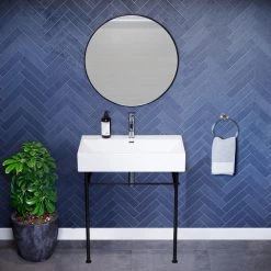 Swiss Madison Claire 30 in. Console Sink White Basin Black Legs