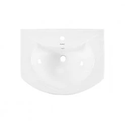 Swiss Madison Chateau Pedestal Bathroom Sink Round Single Faucet Hole in White -Bathroom Sinks Sales glossy white swiss madison pedestal sinks sm ps305 a0 1000