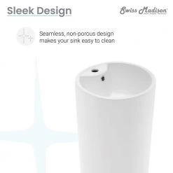 Swiss Madison Monaco Circular Basin Pedestal Sink in Glossy White -Bathroom Sinks Sales glossy white swiss madison pedestal sinks sm ps307 4f 1000