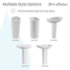 Swiss Madison Plaisir Rounded Pedestal Sink in Glossy White -Bathroom Sinks Sales glossy white swiss madison pedestal sinks sm ps309 1f 1000