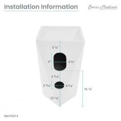 Swiss Madison Brusque 18.12 in. x 18.12 in. Ceramic One-Piece Pedestal Sink and Basin Combo -Bathroom Sinks Sales glossy white swiss madison pedestal sinks sm ps314 77 1000