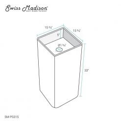 Swiss Madison Claire 15.75 in x 15.75 in Ceramic One-Piece Glossy White Pedestal Sink and Basin Combo -Bathroom Sinks Sales glossy white swiss madison pedestal sinks sm ps315 4f 1000