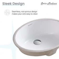 Swiss Madison Monaco 19 in. Oval Under-Mount Bathroom Sink in Glossy White -Bathroom Sinks Sales glossy white swiss madison undermount bathroom sinks sm um622 1f 1000