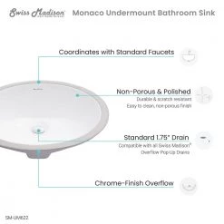 Swiss Madison Monaco 19 in. Oval Under-Mount Bathroom Sink in Glossy White -Bathroom Sinks Sales glossy white swiss madison undermount bathroom sinks sm um622 77 1000
