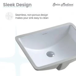 Swiss Madison Plaisir 21 in. Rectangular Undermount Bathroom Sink in Glossy White -Bathroom Sinks Sales glossy white swiss madison undermount bathroom sinks sm um623 1f 1000