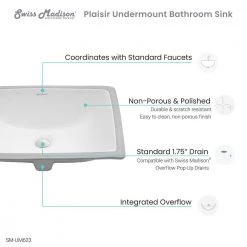 Swiss Madison Plaisir 21 in. Rectangular Undermount Bathroom Sink in Glossy White -Bathroom Sinks Sales glossy white swiss madison undermount bathroom sinks sm um623 77 1000