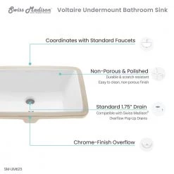 Swiss Madison Voltaire 21 in. Rectangular Undermount Bathroom Sink in Glossy White -Bathroom Sinks Sales glossy white swiss madison undermount bathroom sinks sm um625 66 1000