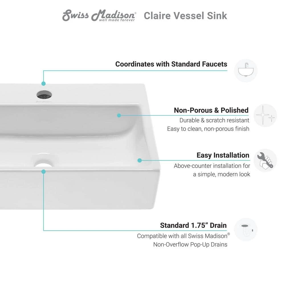 Swiss Madison Claire Vessel Sink in Glossy White 10 Swiss Madison Claire Vessel Sink in Glossy White - Image 8