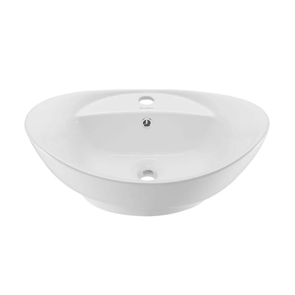 Swiss Madison Ivy 23 in. Oval Ceramic Vessel Sink in White 7 Swiss Madison Ivy 23 in. Oval Ceramic Vessel Sink in White - Image 5