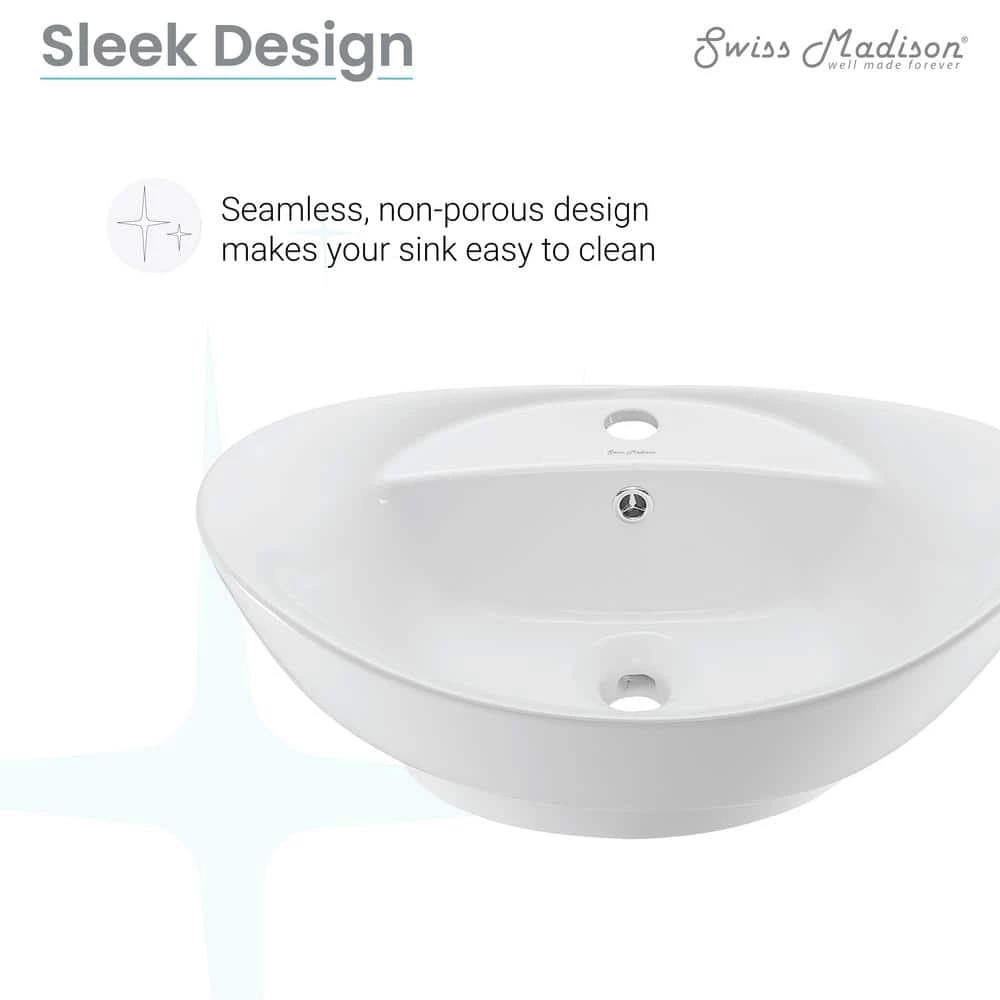Swiss Madison Ivy 23 in. Oval Ceramic Vessel Sink in White 12 Swiss Madison Ivy 23 in. Oval Ceramic Vessel Sink in White - Image 10