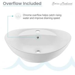 Swiss Madison Ivy 23 in. Oval Ceramic Vessel Sink in White 21 Swiss Madison Ivy 23 in. Oval Ceramic Vessel Sink in White -Bathroom Sinks Sales glossy white swiss madison vessel sinks sm vs211 4f 1000
