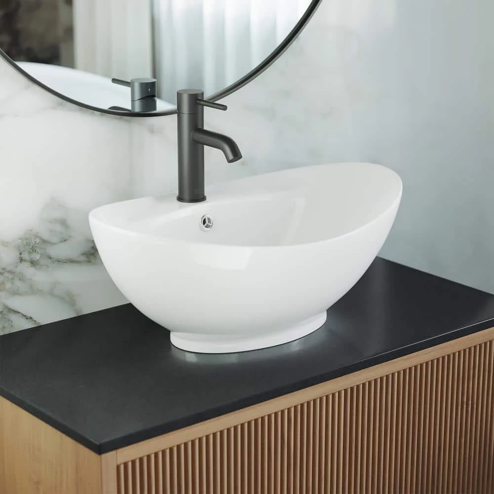Swiss Madison Ivy 23 in. Oval Ceramic Vessel Sink in White 3 Swiss Madison Ivy 23 in. Oval Ceramic Vessel Sink in White