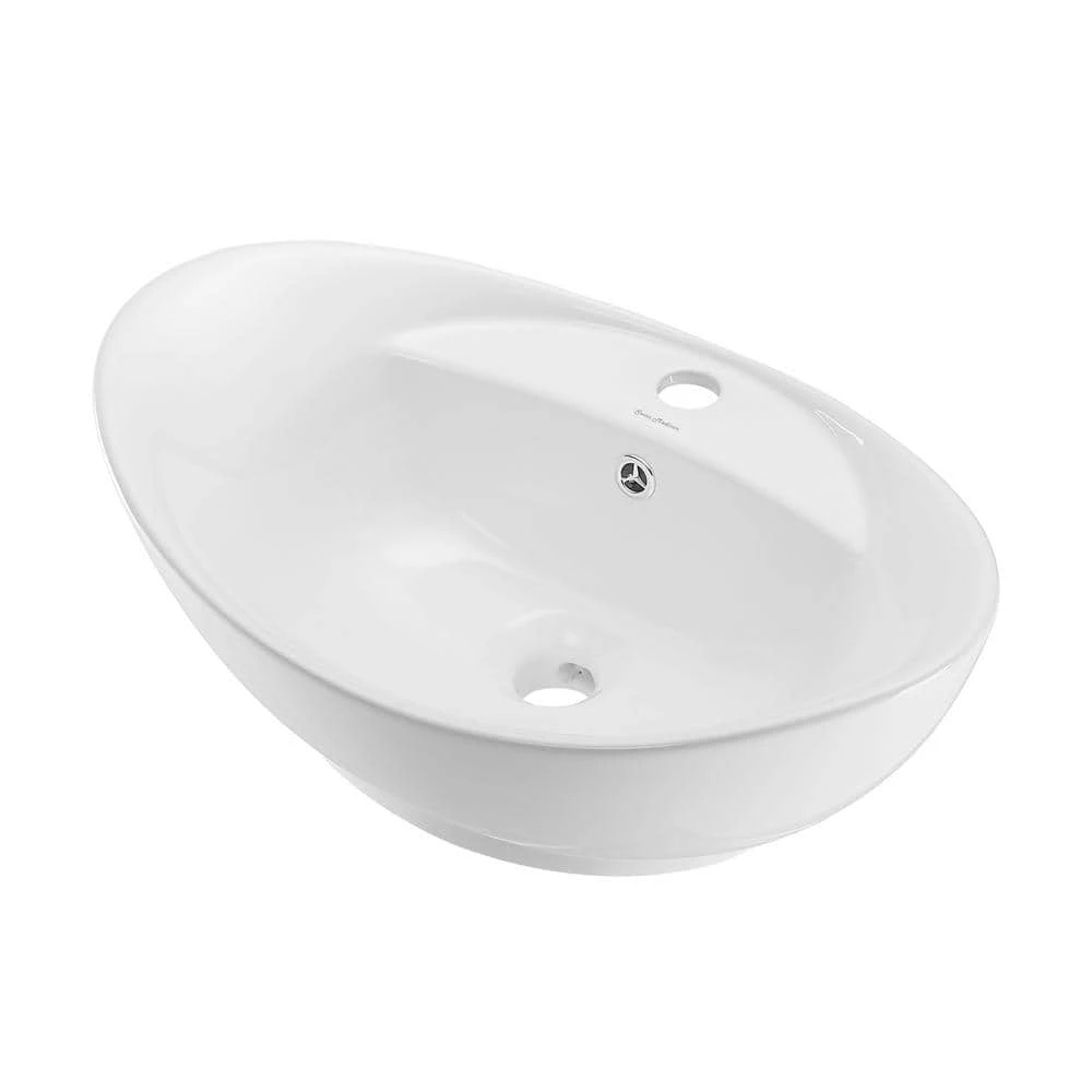 Swiss Madison Ivy 23 in. Oval Ceramic Vessel Sink in White 4 Swiss Madison Ivy 23 in. Oval Ceramic Vessel Sink in White - Image 2