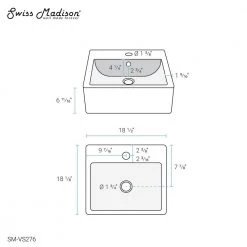 Swiss Madison Voltaire 18 in. Square Ceramic Vessel Sink in Glossy White -Bathroom Sinks Sales glossy white swiss madison wall mount sinks sm vs276 1f 1000