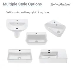 Swiss Madison Voltaire 18 in. Square Ceramic Vessel Sink in Glossy White -Bathroom Sinks Sales glossy white swiss madison wall mount sinks sm vs276 4f 1000