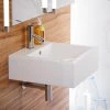 Swiss Madison Voltaire 18 in. Square Ceramic Vessel Sink in Glossy White -Bathroom Sinks Sales glossy white swiss madison wall mount sinks sm vs276 64 1000