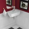 Swiss Madison Plaisir 18 in. x 11 in. Ceramic Wall Hung Vessel Sink with Right Side Faucet Mount in White -Bathroom Sinks Sales glossy white swiss madison wall mount sinks sm ws312 64 1000