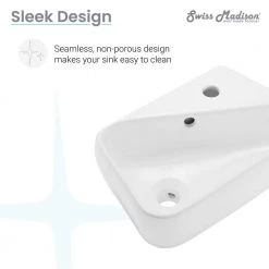 Swiss Madison Plaisir 18 in. x 11 in. Ceramic Wall Hung Vessel Sink with Right Side Faucet Mount in White -Bathroom Sinks Sales glossy white swiss madison wall mount sinks sm ws312 66 1000