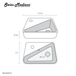 Swiss Madison Plaisir 18 in. x 11 in. Ceramic Wall Hung Vessel Sink with Left Side Faucet Mount in White -Bathroom Sinks Sales glossy white swiss madison wall mount sinks sm ws314 1f 1000