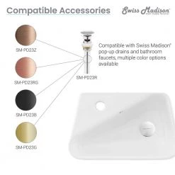 Swiss Madison Plaisir 18 in. x 11 in. Ceramic Wall Hung Vessel Sink with Left Side Faucet Mount in White -Bathroom Sinks Sales glossy white swiss madison wall mount sinks sm ws314 c3 1000