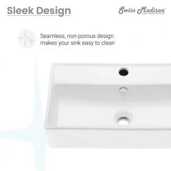 Swiss Madison Claire Ceramic Wall Hung Sink in White -Bathroom Sinks Sales glossy white swiss madison wall mount sinks sm ws318 31 1000