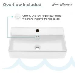 Swiss Madison Claire Ceramic Wall Hung Sink in White -Bathroom Sinks Sales glossy white swiss madison wall mount sinks sm ws318 77 1000