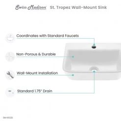 Swiss Madison St. Tropez Wall Mount Sink in White 22 Swiss Madison St. Tropez Wall Mount Sink in White -Bathroom Sinks Sales glossy white swiss madison wall mount sinks sm ws320 c3 1000