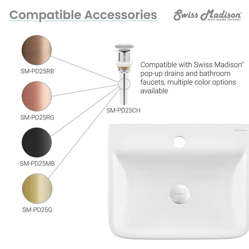 Swiss Madison St. Tropez Wall Mount Sink in White 14 Swiss Madison St. Tropez Wall Mount Sink in White - Image 12