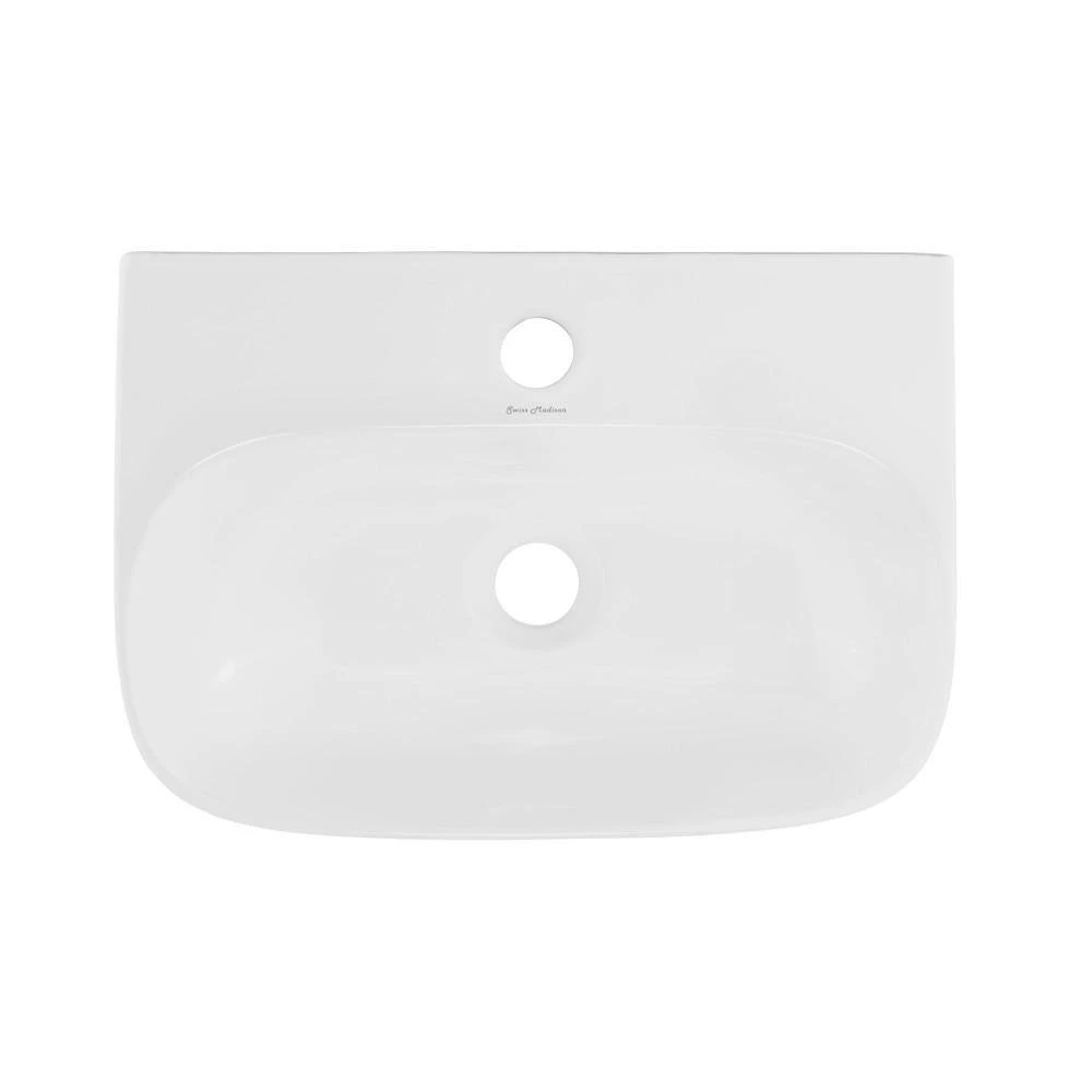 Swiss Madison St. Tropez Ceramic Rectangle Wall Hung Vessel Sink in White 4 Swiss Madison St. Tropez Ceramic Rectangle Wall Hung Vessel Sink in White - Image 3