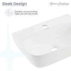 Swiss Madison St. Tropez Ceramic Rectangle Wall Hung Vessel Sink in White 11 Swiss Madison St. Tropez Ceramic Rectangle Wall Hung Vessel Sink in White -Bathroom Sinks Sales glossy white swiss madison wall mount sinks sm ws329 44 1000