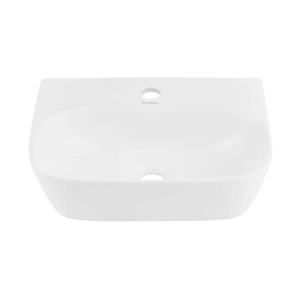 Swiss Madison St. Tropez Ceramic Rectangle Wall Hung Vessel Sink in White 2 Swiss Madison St. Tropez Ceramic Rectangle Wall Hung Vessel Sink in White