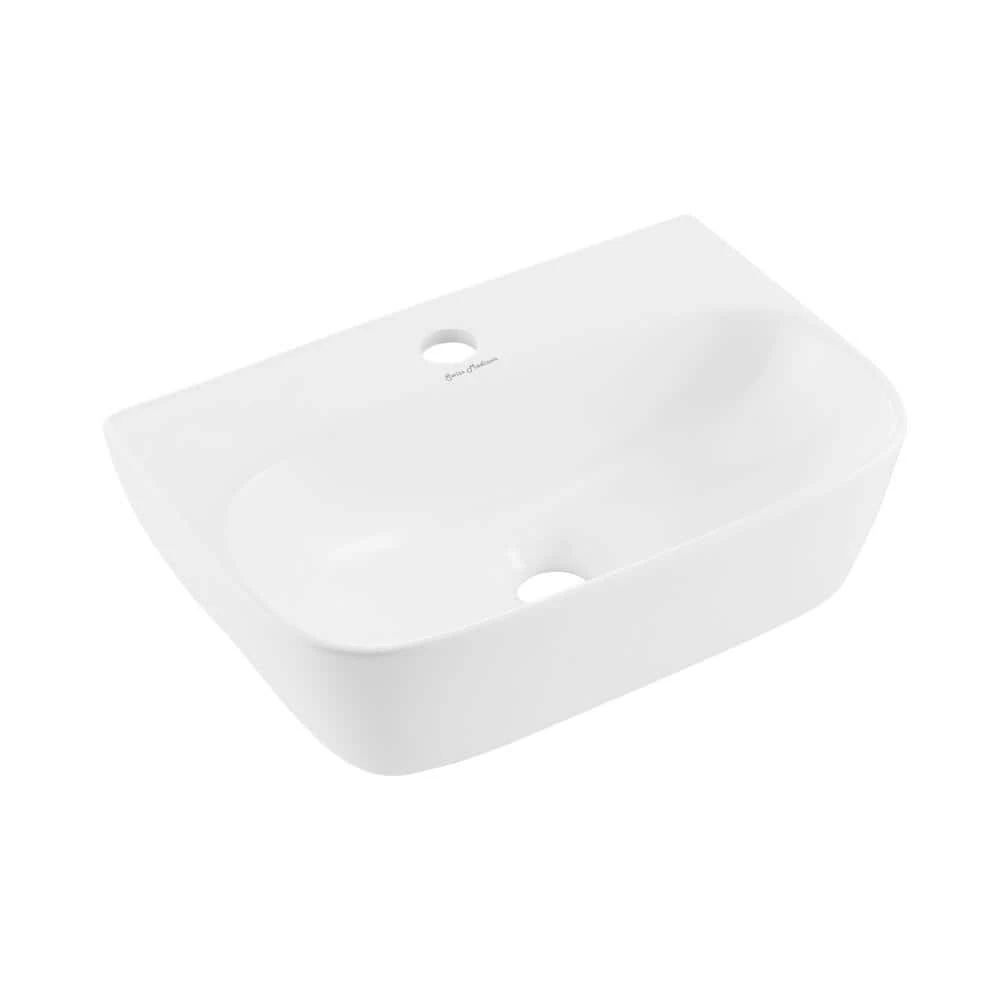 Swiss Madison St. Tropez Ceramic Rectangle Wall Hung Vessel Sink in White 3 Swiss Madison St. Tropez Ceramic Rectangle Wall Hung Vessel Sink in White - Image 2
