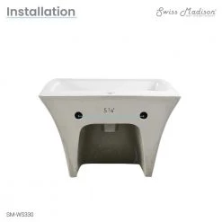 Swiss Madison Carre Ceramic Wall Mount Bathroom Sink in Glossy White -Bathroom Sinks Sales glossy white swiss madison wall mount sinks sm ws330 4f 1000