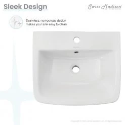 Swiss Madison Carre Ceramic Wall Mount Bathroom Sink in Glossy White -Bathroom Sinks Sales glossy white swiss madison wall mount sinks sm ws330 c3 1000