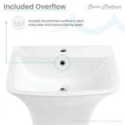 Swiss Madison Carre Ceramic Wall Mount Bathroom Sink in Glossy White -Bathroom Sinks Sales glossy white swiss madison wall mount sinks sm ws330 d4 1000