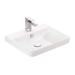 WS Bath Collections Luxury 50 WG Wall Mount or Drop-In Rectangular Bathroom Sink in Glossy White with Single Faucet Hole