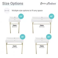 Swiss Madison Carre 36 in. Ceramic White Console Sink Basin Gold Legs 24 Swiss Madison Carre 36 in. Ceramic White Console Sink Basin Gold Legs -Bathroom Sinks Sales gold swiss madison console sinks sm cs723 1f 1000