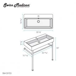 Swiss Madison Carre 36 in. Ceramic White Console Sink Basin Gold Legs 22 Swiss Madison Carre 36 in. Ceramic White Console Sink Basin Gold Legs -Bathroom Sinks Sales gold swiss madison console sinks sm cs723 c3 1000