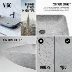 VIGO Concreto Stone 22 in. Concrete Rectangular Vessel Bathroom Sink in Gray 17 VIGO Concreto Stone 22 in. Concrete Rectangular Vessel Bathroom Sink in Gray -Bathroom Sinks Sales gray vigo vessel sinks vg04056 66 1000