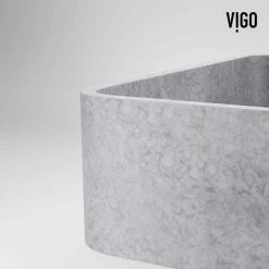 VIGO Concreto Stone Concrete Square Vessel Bathroom Sink in Gray -Bathroom Sinks Sales gray vigo vessel sinks vg04057 44 1000