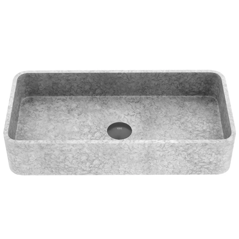 VIGO Concreto Stone 24 in. Concrete Rectangular Vessel Bathroom Sink in Gray 3 VIGO Concreto Stone 24 in. Concrete Rectangular Vessel Bathroom Sink in Gray