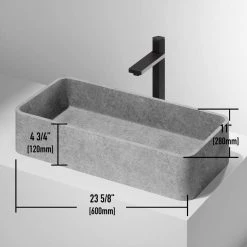 VIGO Concreto Stone 24 in. Concrete Rectangular Vessel Bathroom Sink in Gray 15 VIGO Concreto Stone 24 in. Concrete Rectangular Vessel Bathroom Sink in Gray -Bathroom Sinks Sales gray vigo vessel sinks vg04060 66 1000