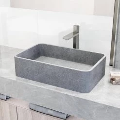 VIGO Concreto Stone 20 in. Concrete Rectangular Vessel Bathroom Sink in Gray -Bathroom Sinks Sales gray vigo vessel sinks vg04062 40 1000