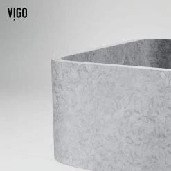 VIGO Concreto Stone 20 in. Concrete Rectangular Vessel Bathroom Sink in Gray -Bathroom Sinks Sales gray vigo vessel sinks vg04062 44 1000
