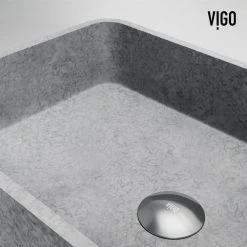 VIGO Concreto Stone 20 in. Concrete Rectangular Vessel Bathroom Sink in Gray -Bathroom Sinks Sales gray vigo vessel sinks vg04062 76 1000
