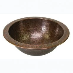 Barclay Products Self-Rimming Round Bathroom Sink in Hammered Antique Copper